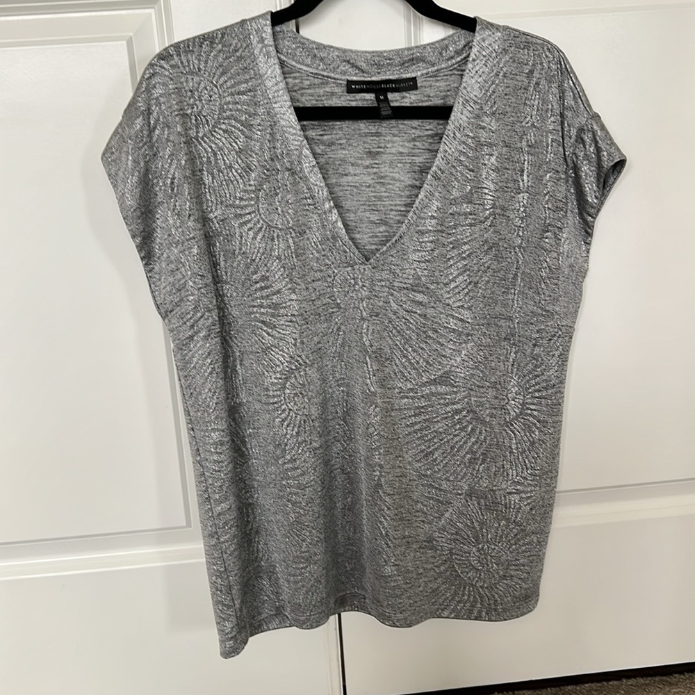 White House Black Market Gray Boxy Blouse